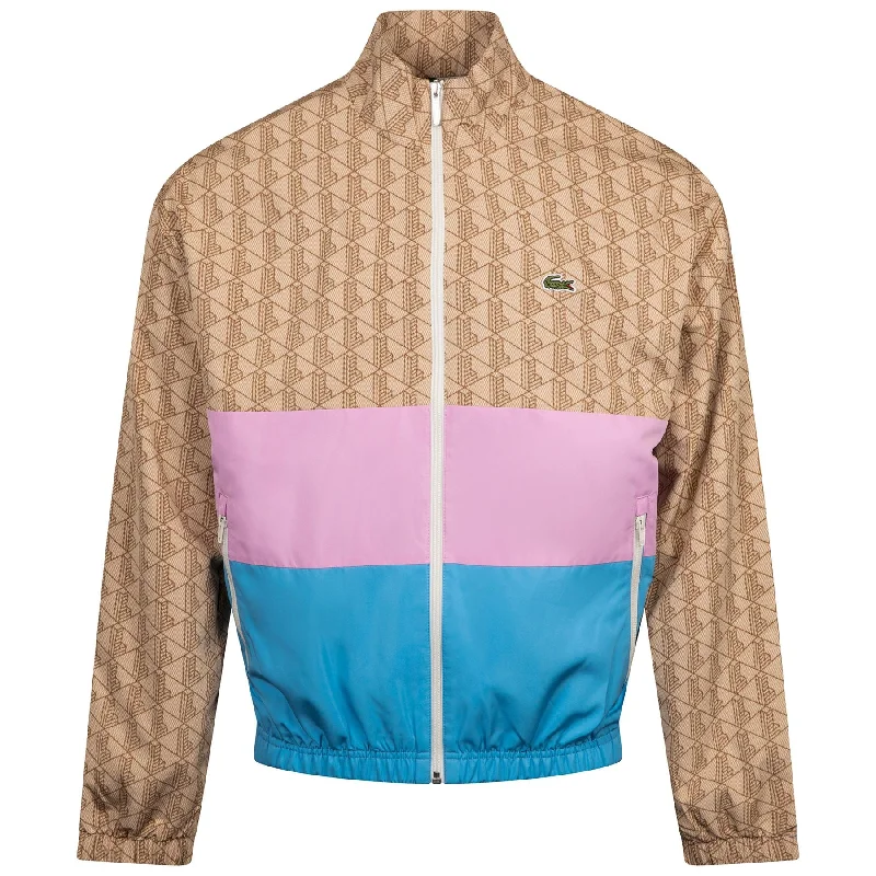 soft leather jackets for women -Sportsuit Monogram Track Jacket Beige/Pink/Blue - SS24