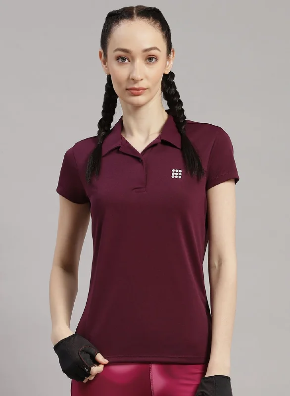 oversized t-shirts for women -Women Maroon Solid T-Shirt