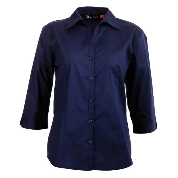 soft touch blouses for women -Identitee Women's Navy Rodeo 3/4 Sleeve Shirt