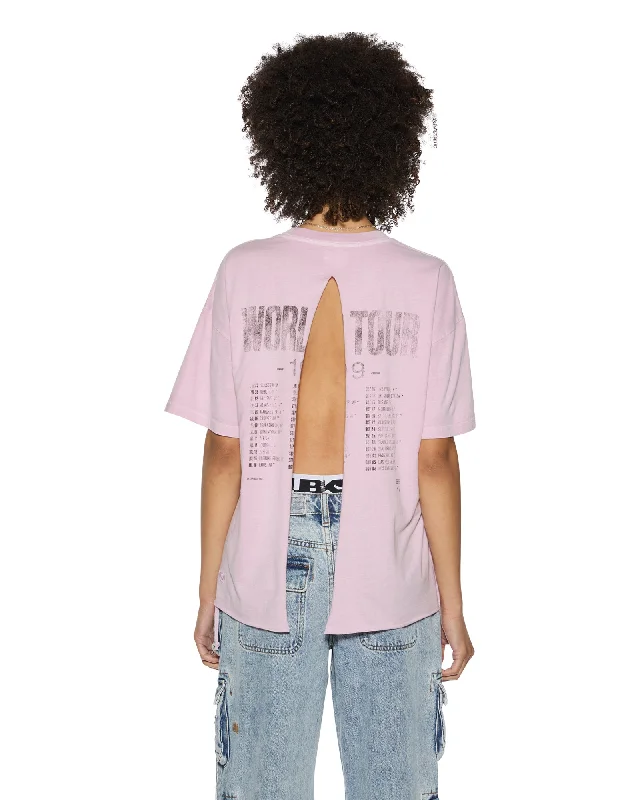 casual women's tops -WORLD TOUR OH G SS TEE LILAC