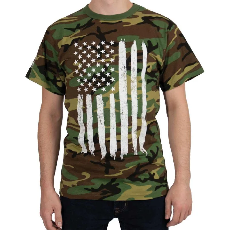 casual oversized tops for women -Rothco Mens Camouflage US Flag T-Shirt