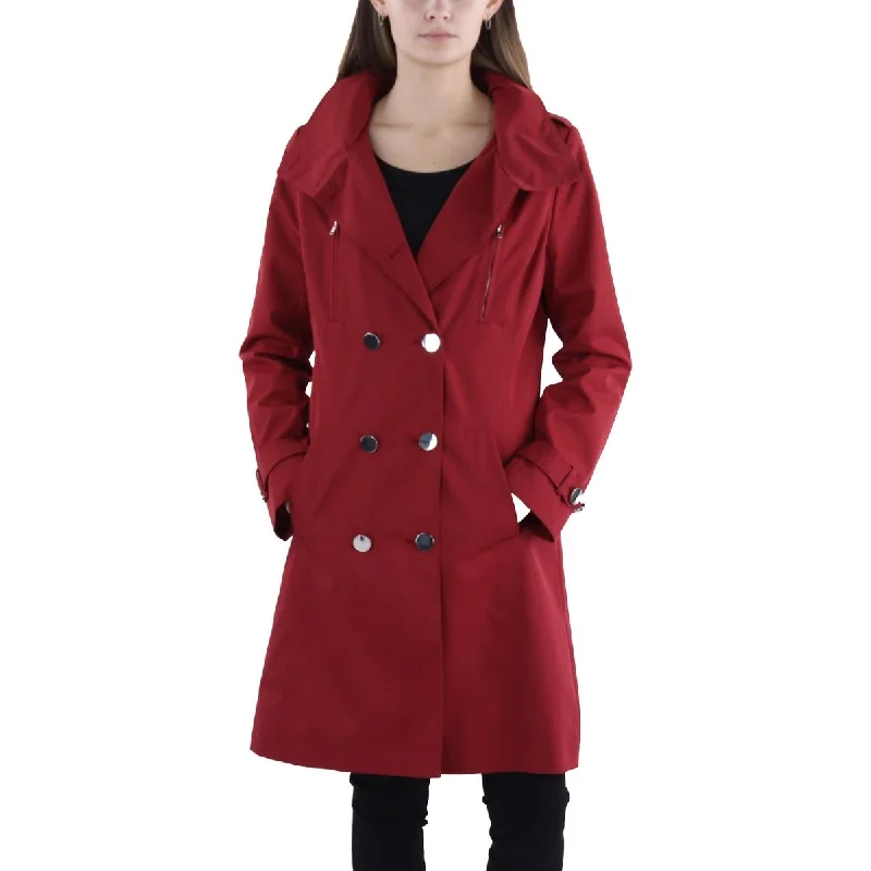 fleece-lined parkas for women -Kimi + Kai Womens Water Resistant Midi Trench Coat