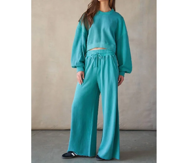 pleated work trousers for women -Remy Wide Oversized Sweatpant In Kelly Green