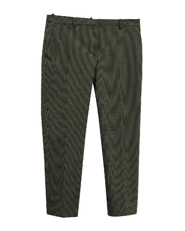 women's button-front trousers -Theory Striped Trousers in Black and White Cotton