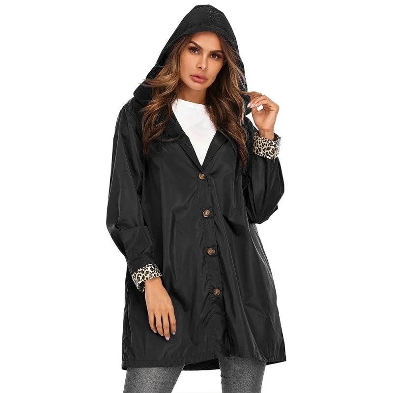 trench coat with hood for women -Long Collar Trench Coat