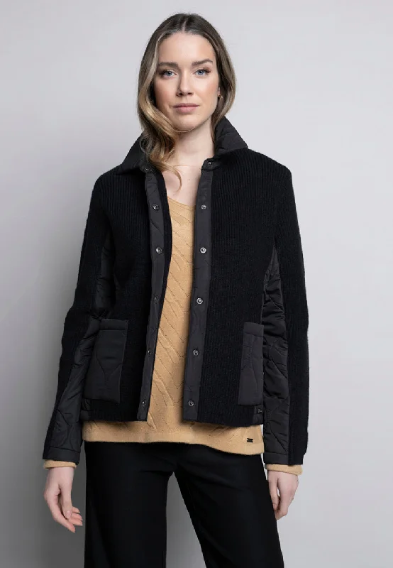 women's hooded winter coats -Button-Front Jacket With Pockets