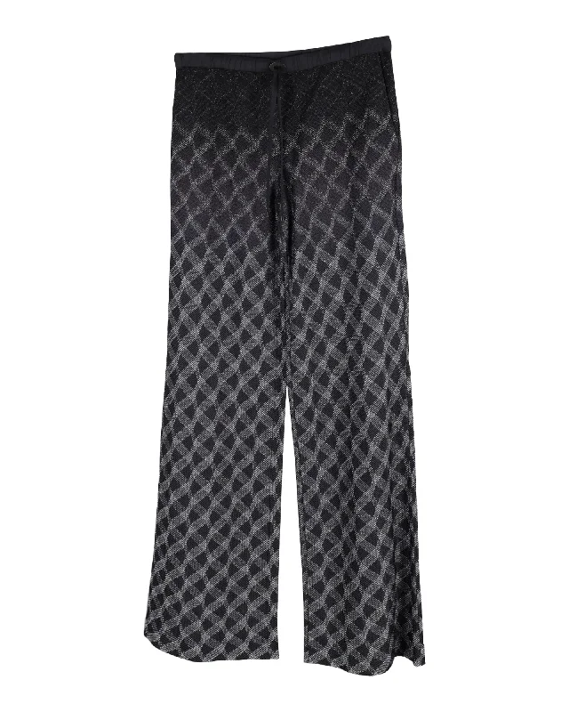 women's mid-rise leggings -Missoni Patterned Wide-Leg Pants in Black Rayon