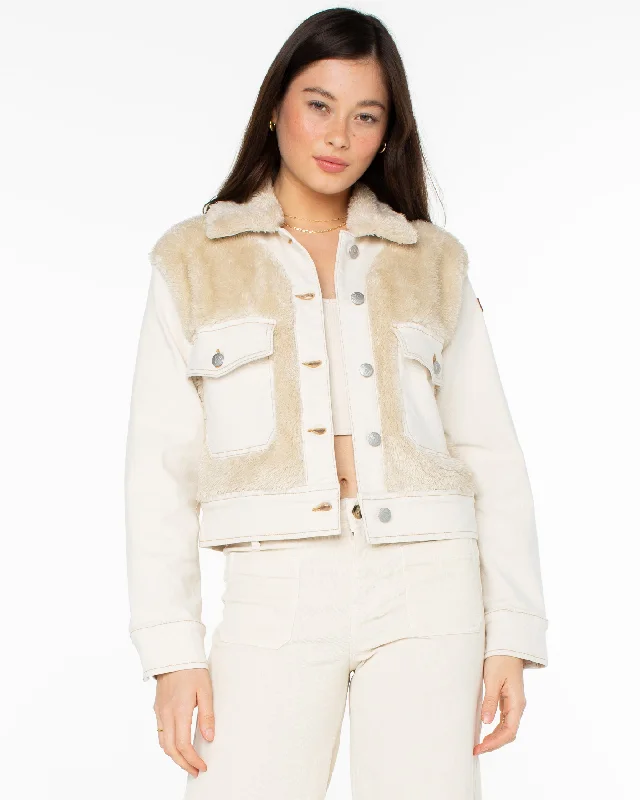 women's short fur coats -No Wokkas Jacket - Natural