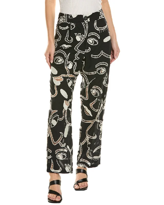 chic trousers for women -FARM Rio Embroidered Eyelet Pant