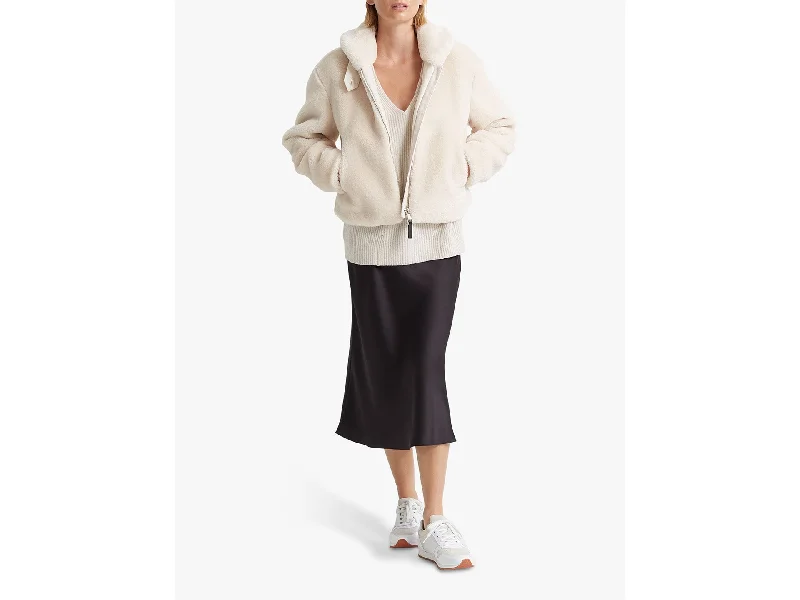 women's long cardigan coats -CLUB MONACO Faux Fur Crop Jacket