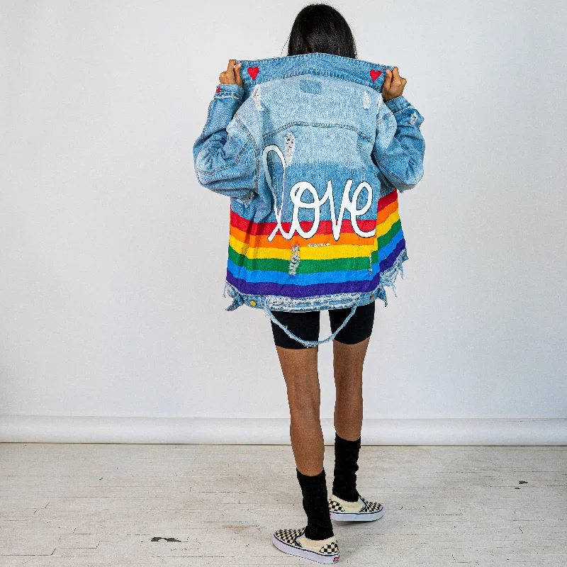 women's parka jackets -'PROUD' DENIM JACKET