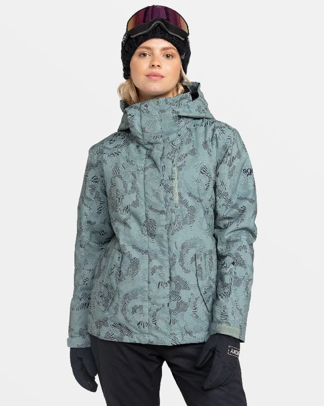 casual zip jackets for women -Roxy Jetty Snow Jacket - Lily Pad Sketch Book