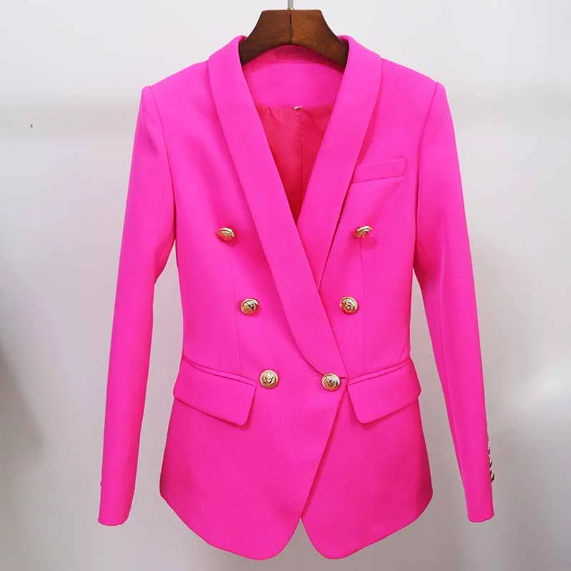 stylish rain jackets for women -Women Coats Rosy Pink Jacket Long Sleeves Blazer Breasted Coat