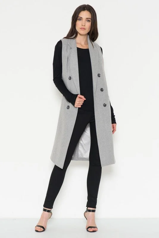 women's corduroy jackets -Maxi Trench Coat Vest