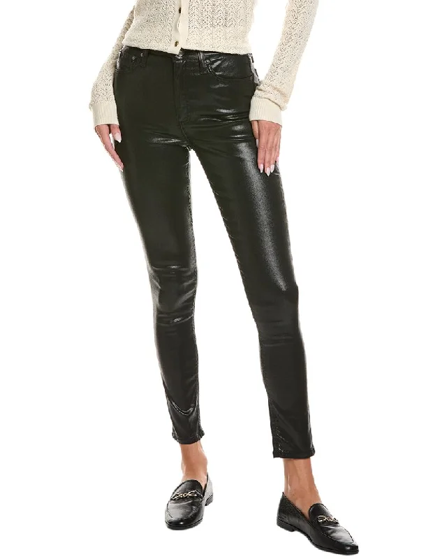 women's low-rise pants -rag & bone Nina Coated Black High-Rise Skinny Jean