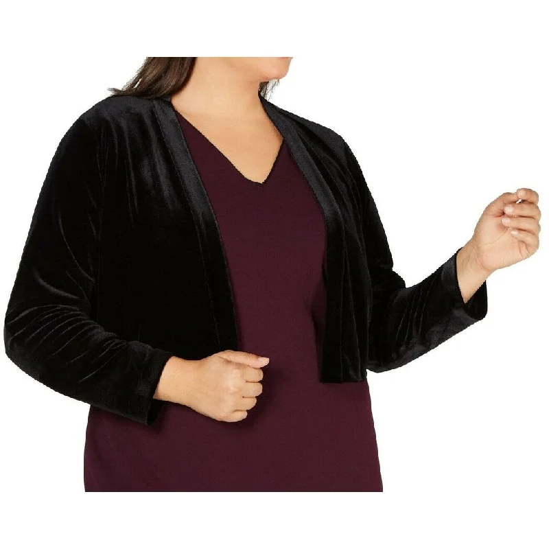 office coat blazers for women -Calvin Klein Women's Plus Size Velvet Shrug Black Size XX-Large