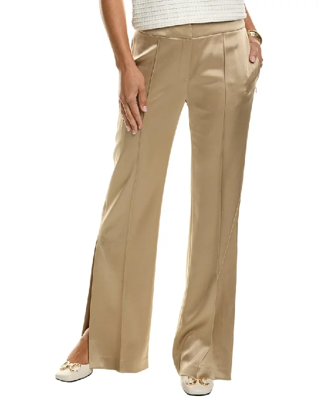 stretchy work pants for women -Elie Tahari Satin Side Slit Pant