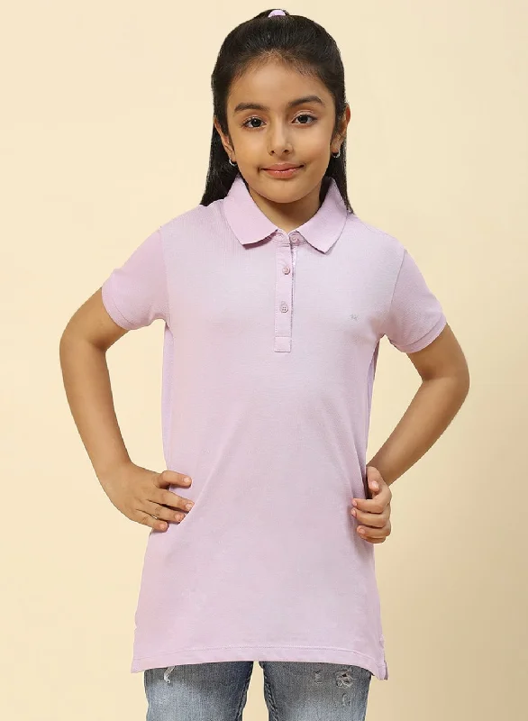 women's summer blouses -Girls Purple Plain T-Shirt