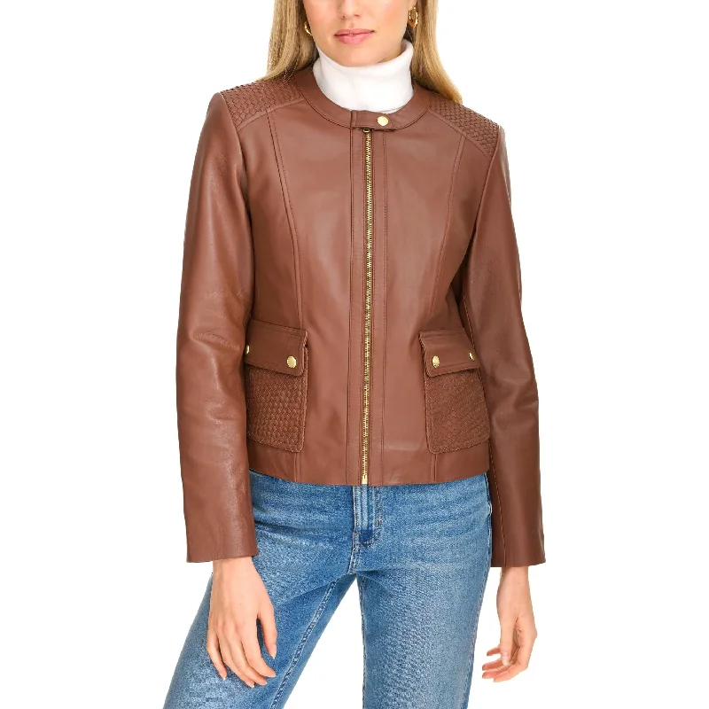 women's sleek bomber jackets -Cole Haan Women's Lambskin Leather Jacket