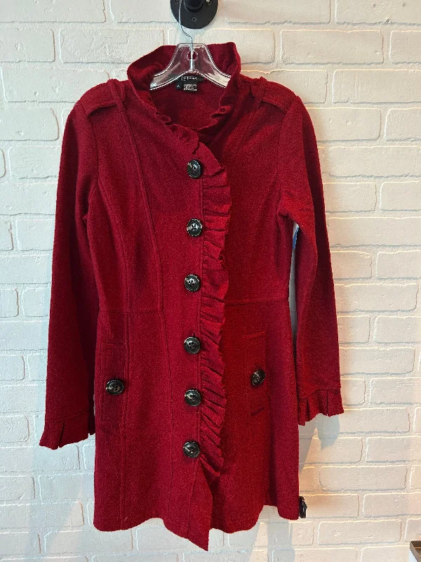 oversized wool coats for women -Coat Peacoat By Etcetra In Red, Size: S