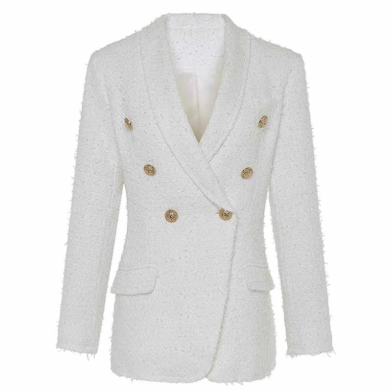 fleece-lined parkas for women -Women's coats & jackets White Long Sleeves Blazer Jackets