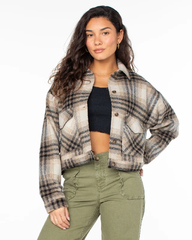 padded jackets for women -Township Plaid Jacket - Warm Taupe