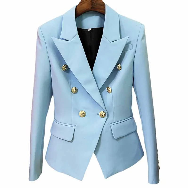 women's long cardigan coats -Women Coats Baby Blue Jacket Long Sleeves Blazer Breasted Coat