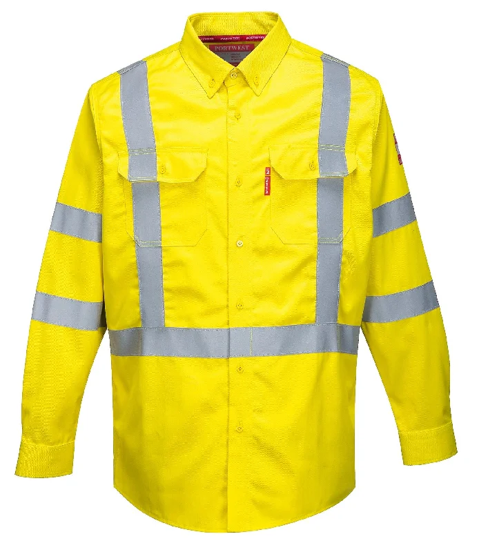 button-up shirts for women -Portwest 88/12 BizFlame FR Hi-Viz Shirt FR95