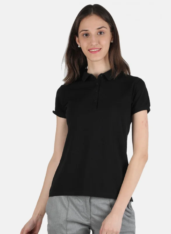 sexy tops for women -Women Black Plain T-Shirt