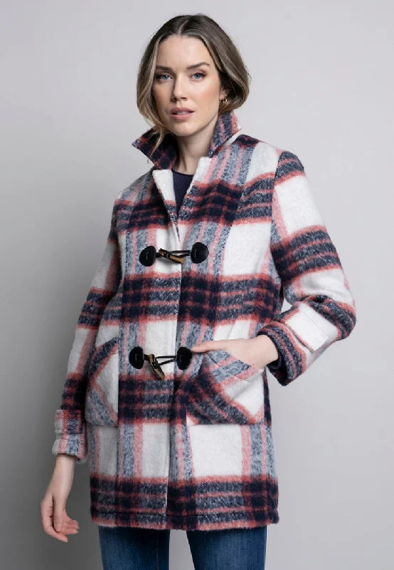 elegant wool jackets for women -Plaid Toggle Jacket