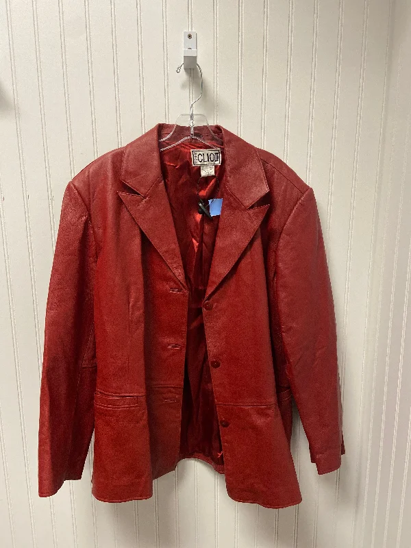 women's zip-up parkas -Coat Leather By Clothes Mentor In Red, Size: 3x