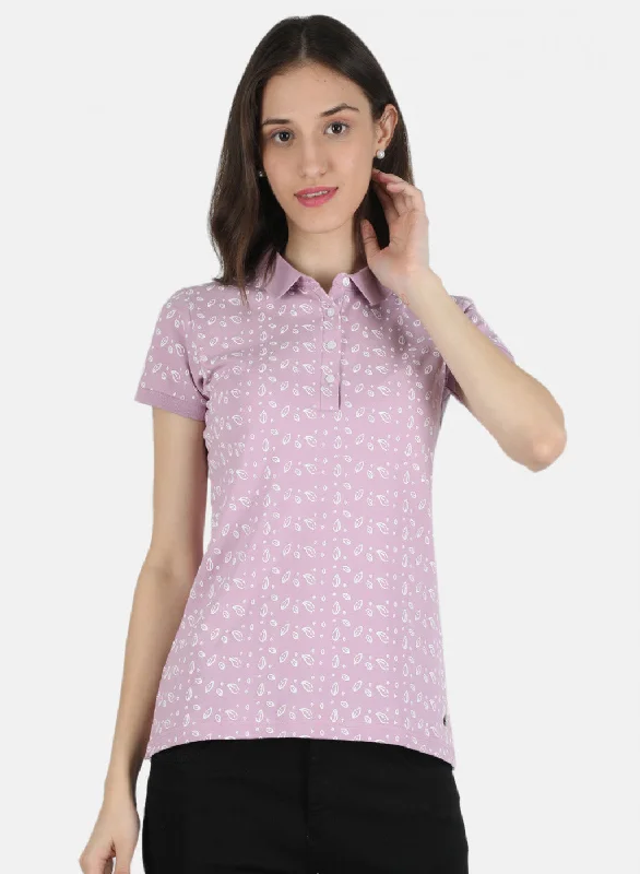 peplum tops for women -Women Purple Printed T-Shirt