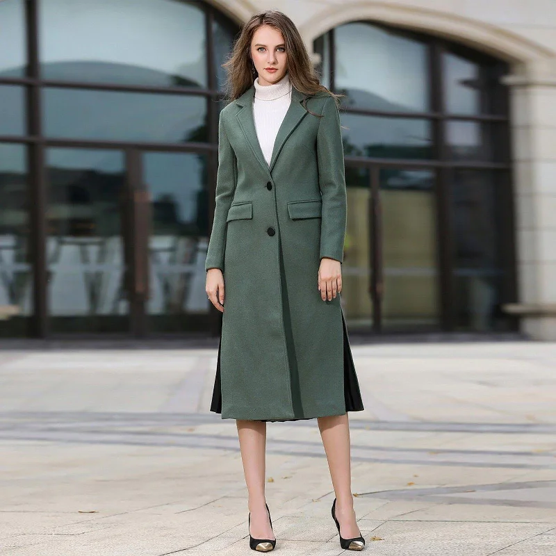 business casual jackets for women -Custom Wool Blend Split Two Button Coat