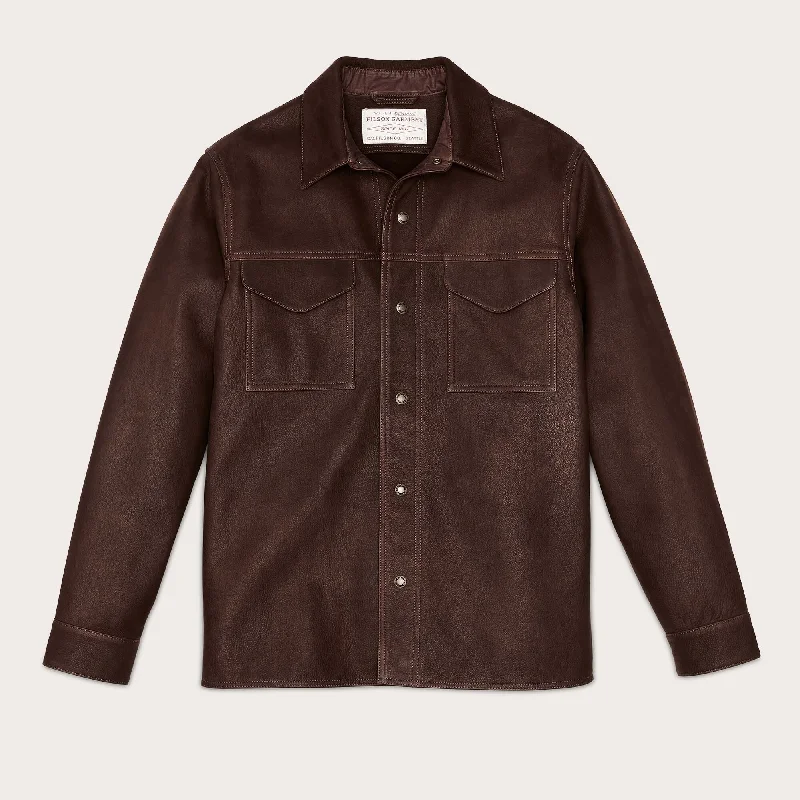 wool tops for women -FULL GRAIN LEATHER JAC-SHIRT