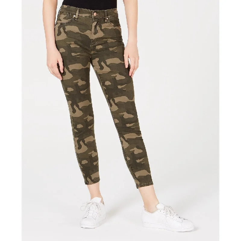 faux leather pants for women -Celebrity Pink Juniors' Camo-Print High-Rise Skinny Jeans Med Green Size 3