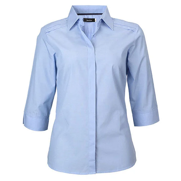 plaid button-down shirts for women -Identitee Women's Sky Felix 3/4 Sleeve Shirt