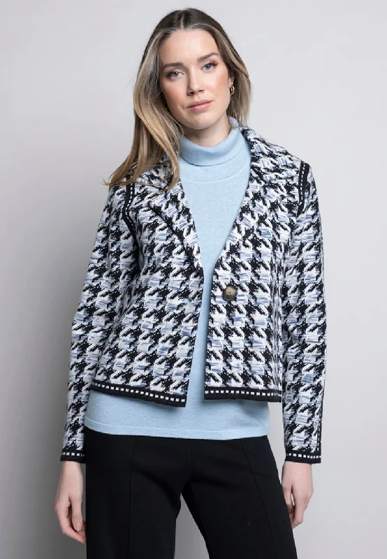 women's long cardigan coats -Houndstooth One-Button Short Jacket