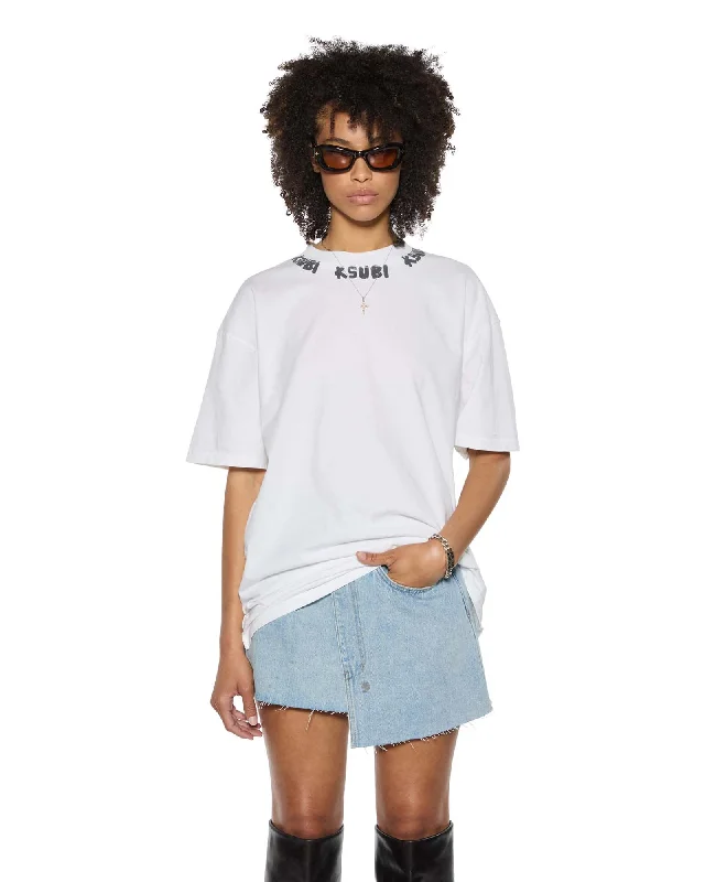 silky tops for women -SCRAWL BOYFRIEND SS TEE VINTAGE WHITE