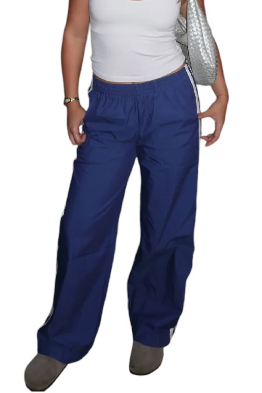 casual pants for women -In Line Track Pants In Blue