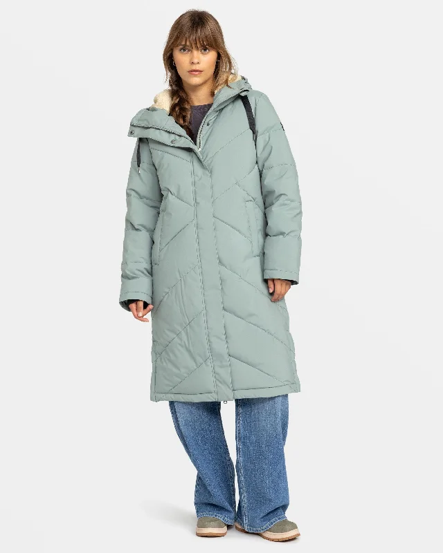 women's corduroy jackets -Ellie Insulated Snow Jacket - Lily Pad