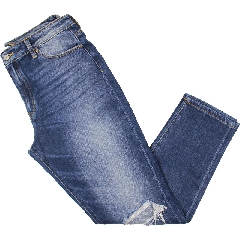 women's bootcut jeans -Womens Distsssed Denim Mom Jeans