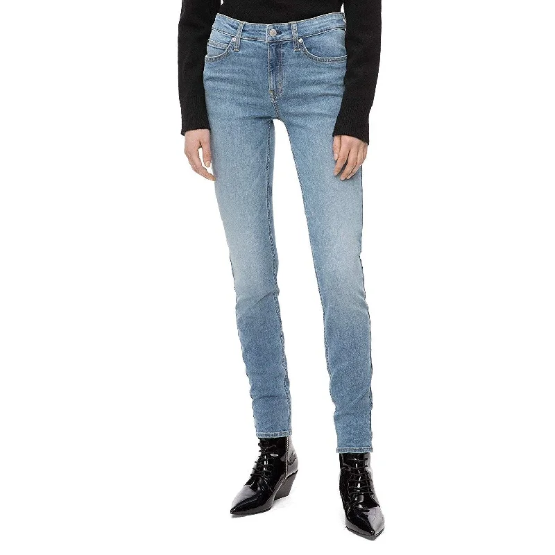 chic trousers for women -Calvin Klein Women's Mid Rise Skinny Fit Jeans Mallibu Blue Light Size 25" X 30" - 25" X 30"