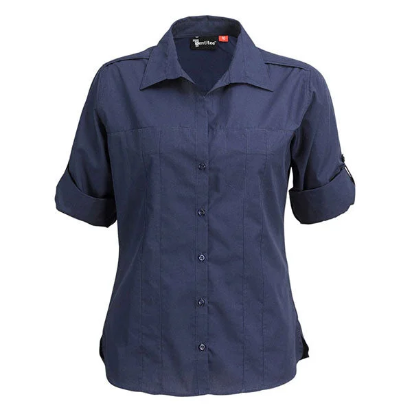 basic tops for women -Identitee Women's Navy Murray 3/4 Sleeve Shirt