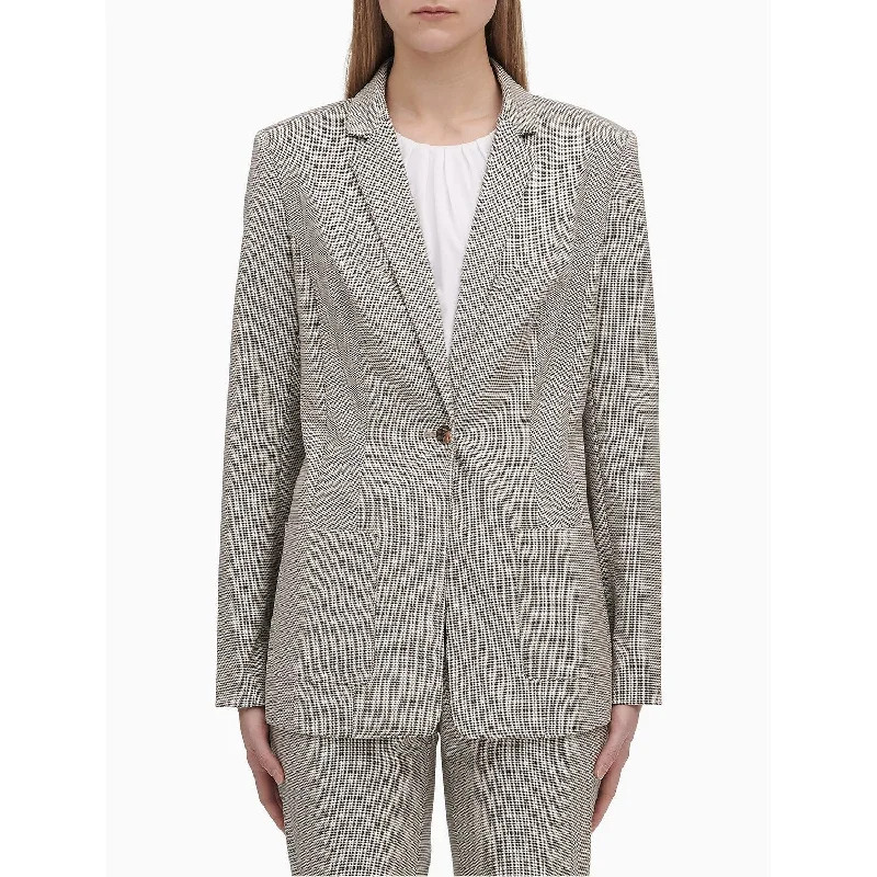 women's raincoats -Calvin Klein Women's Birdseye 1-Button Notch Lapel Jacket Size 16 - Beige