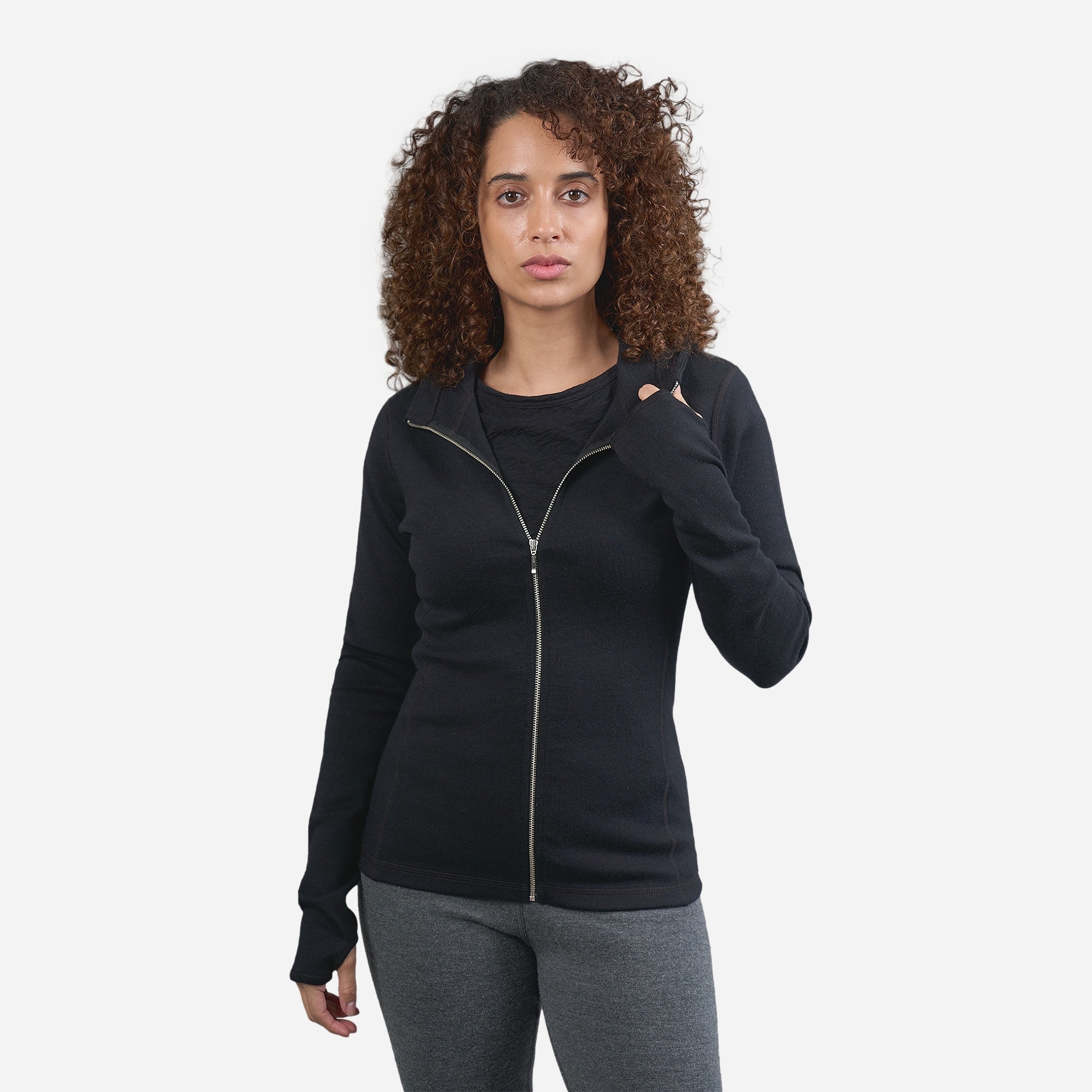 sporty jackets for women -Women's Alpaca Wool Hoodie Jacket: 420 Midweight Full-Zip