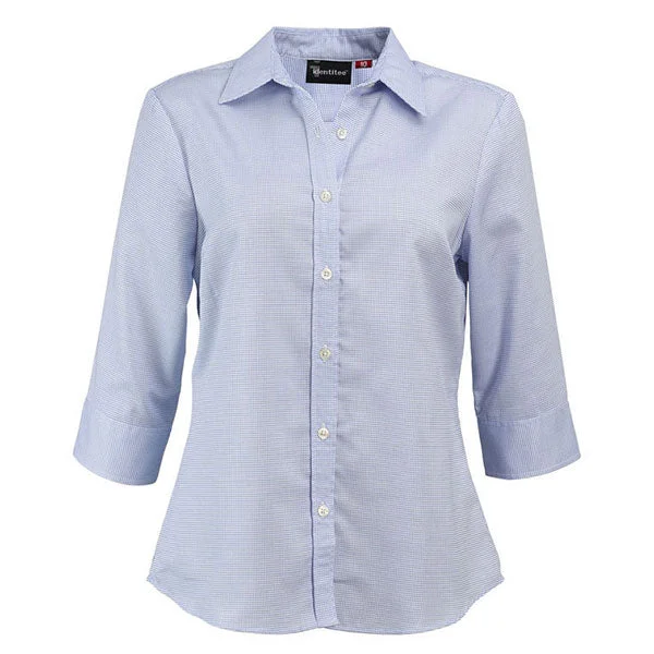 spring fashion tops for women -Identitee Women's Blue Sussex 3/4 Sleeve Shirt