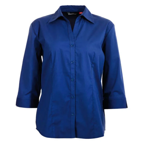 women's pleated tops -Identitee Women's Royal Rodeo 3/4 Sleeve Shirt