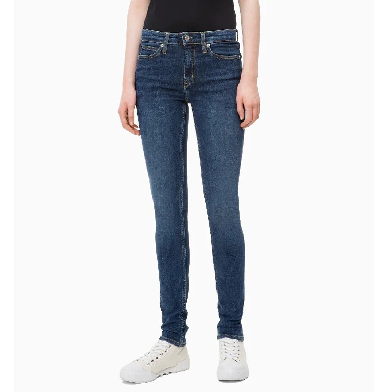 stretchy capris for women -Calvin Klein Women's Mid Rise Skinny Jeans Amsterdam Blue Mid Size 27" x 30" - 27" x 30"