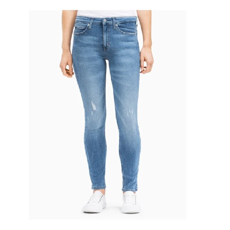 sporty leggings for women -Calvin Klein Women's Mid Rise Skinny Fit Jeans Mallibu Blue Light Size 28 - 28"