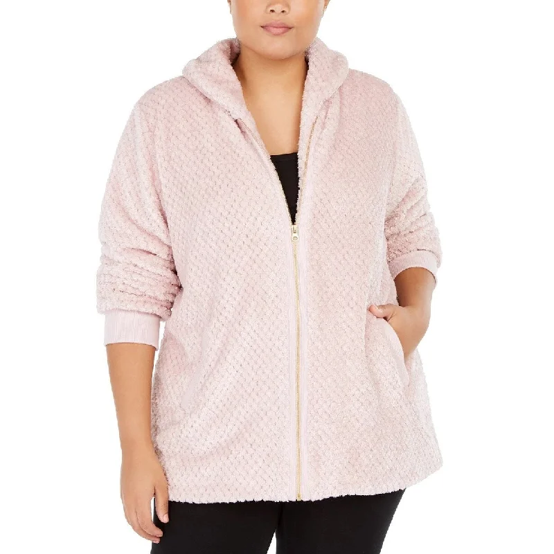 soft leather jackets for women -Ideology Women's Plus Size Quilted Sherpa Jacket Pink Size 1X